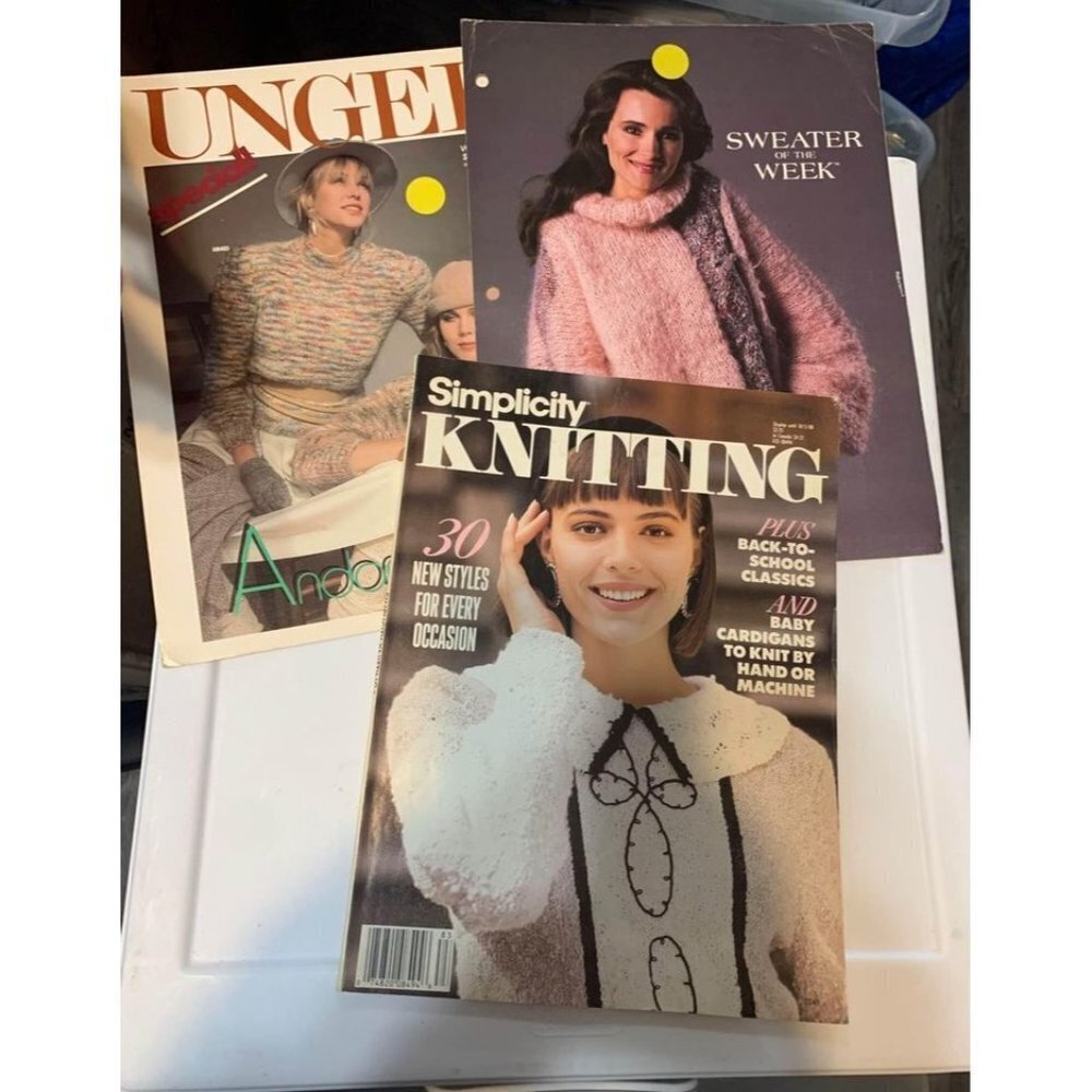 Vintage 1988 Simplicity Knitting Magazine + 2 Vintage Patterns